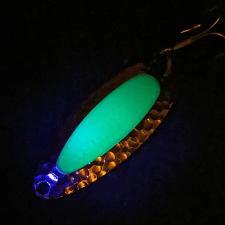Vintage Blue Fox Pixee UV , 1/2oz Nickel / Green fishing spoon #15719