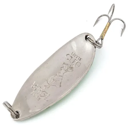 Vintage Seneca Little Cleo (Hula Girl), 2/3oz Nickel / Green fishing spoon #13912