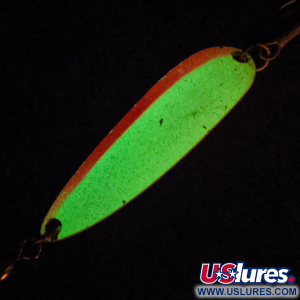 Vintage  Luhr Jensen Krocodile #5 Glow, 1oz White / Red fishing spoon #13921