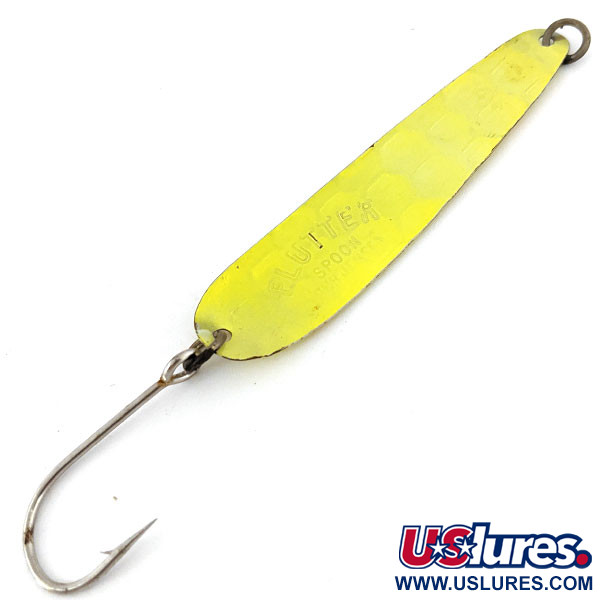 Vintage Luhr Jensen Luhr jensen Flutter Spoon UV, 1/8oz Yellow / Red  fishing spoon #13927