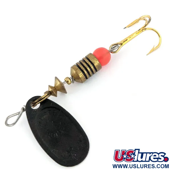 Vintage Mepps Black Fury 1, 1/8oz Black / Yellow spinning lure #13928