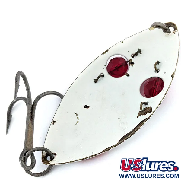 Vintage  Eppinger Red Eye Wiggler , 1oz White / Red fishing spoon #13931