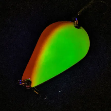 Vintage Acme K.O. Wobbler UV, 1/2oz Yellow / Orange / Nickel fishing spoon #13933