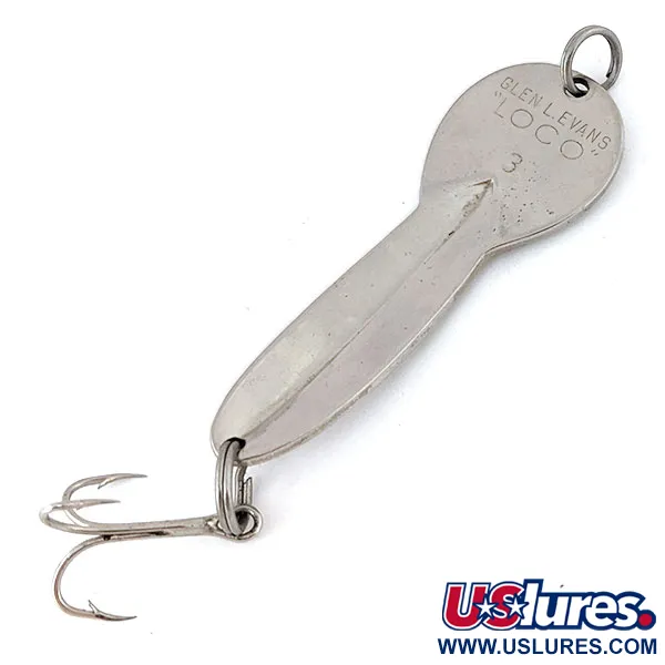 Vintage   Glen Evans Loco 3, 3/5oz Silver fishing spoon #13938