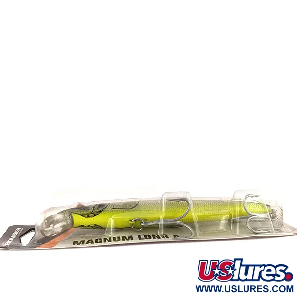Bomber Magnum Long A BSW17A, 1 1/2oz Silver / Schart (Silver / Chartreuse) fishing lure #13960