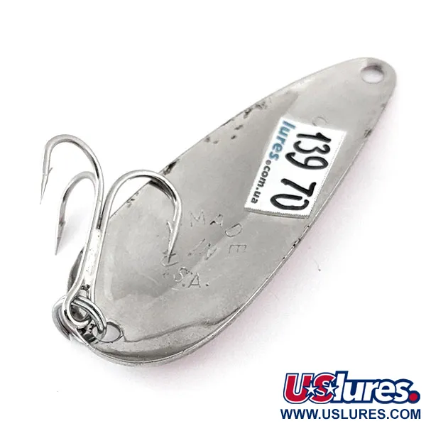 Vintage Worth Chippewa Steel Spoon UV, 1/3oz Pink / White / Nickel fishing spoon #13970