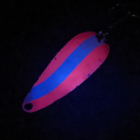 Vintage Worth Chippewa Steel Spoon UV, 1/3oz Pink / White / Nickel fishing spoon #13970