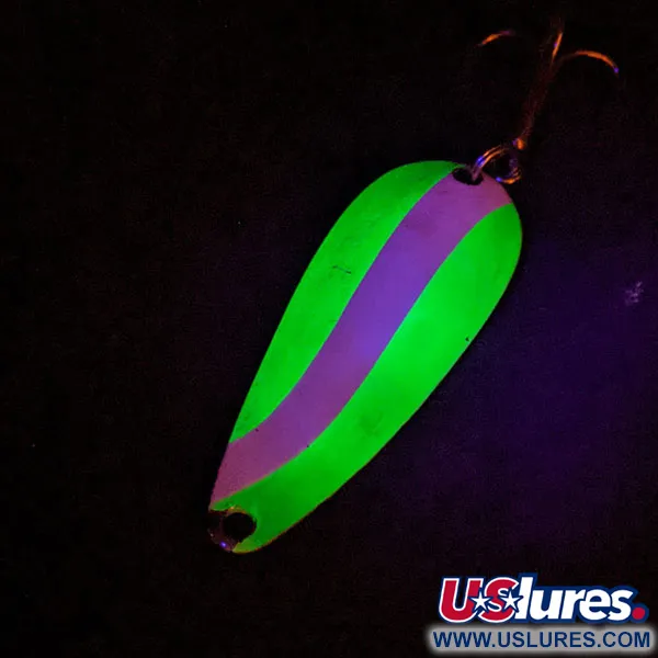 Vintage   Worth Chippewa Steel Spoon, 1/3oz Green / White / Nickel fishing spoon #13971