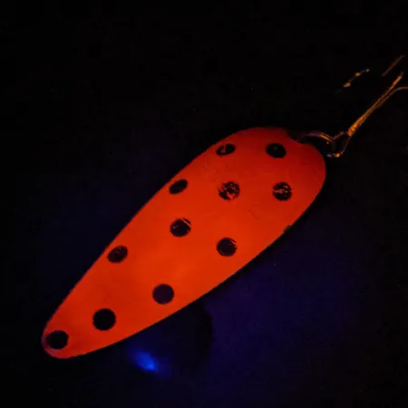 Vintage Worth Chippewa Steel Spoon , 1/2oz Red / Black / Nickel fishing spoon #13972