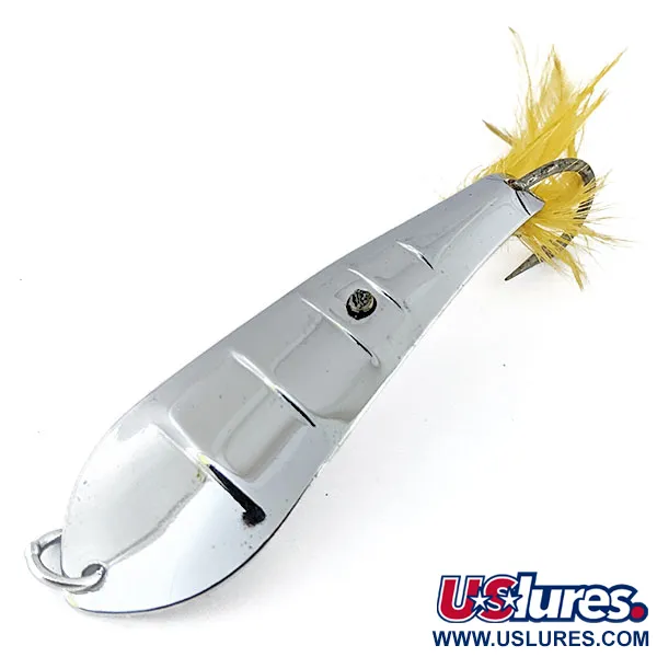 Vintage  Luhr Jensen Reflecto #4, 3/5oz Nickel / Yellow fishing spoon #13994