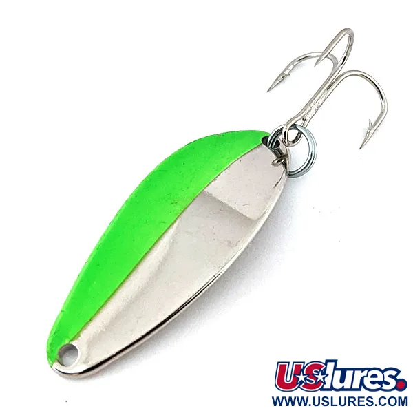 Vintage Acme Little Cleo, 1/4oz Nickel / Green fishing spoon #14026