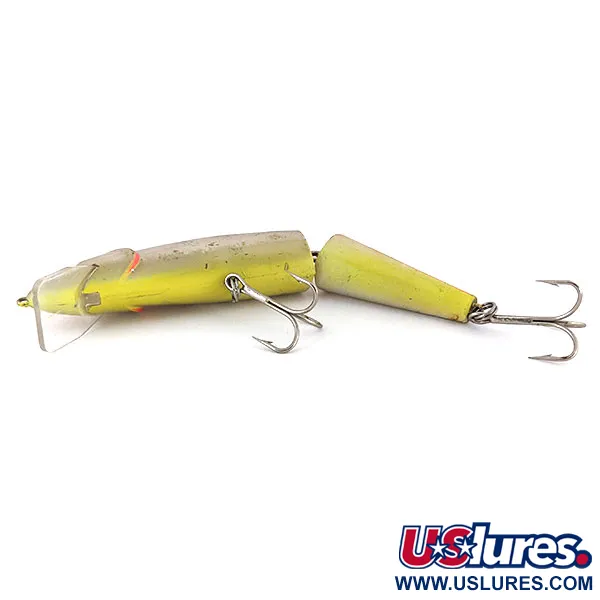 Vintage   The Producers Finnigan's Minnow Jointed , 1/2oz Silver / Chartreuse / Orange fishing lure #14038