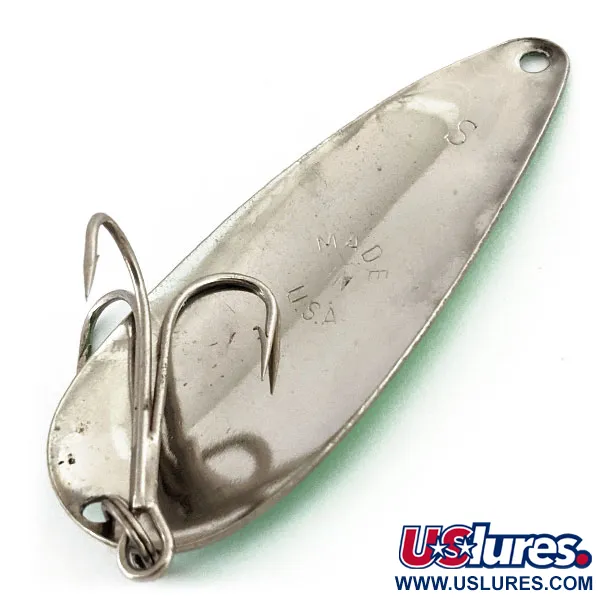 Vintage   Worth Chippewa Steel Spoon , 1/2oz Green / White / Nickel fishing spoon #14065