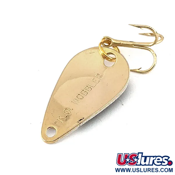 Vintage  Acme K.O. Wobbler , 1/8oz White / Black / Gold fishing spoon #14070