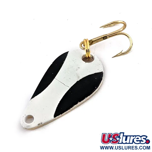 Vintage  Acme K.O. Wobbler , 1/8oz White / Black / Gold fishing spoon #14070
