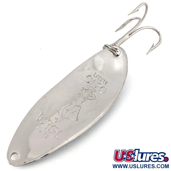 Vintage Seneca Little Cleo (Hula Girl), 1/2oz Nickel / Blue fishing spoon #14078