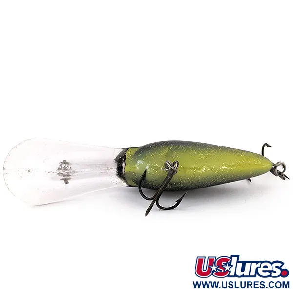 Vintage Norman DD22, 1oz Black / Chartreuse fishing lure #14091
