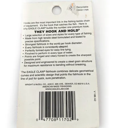 Eagle Claw Hook #2, Bronze (Brass) fishing #14110