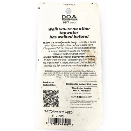 D.O.A.  D.O.A Glow PT-7, 3/5oz White Glow in Dark fishing #14114