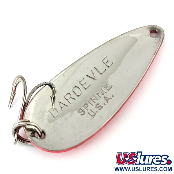 Vintage  Eppinger Dardevle Spinnie UV, 1/3oz Fluorescent Pink / Nickel fishing spoon #14146