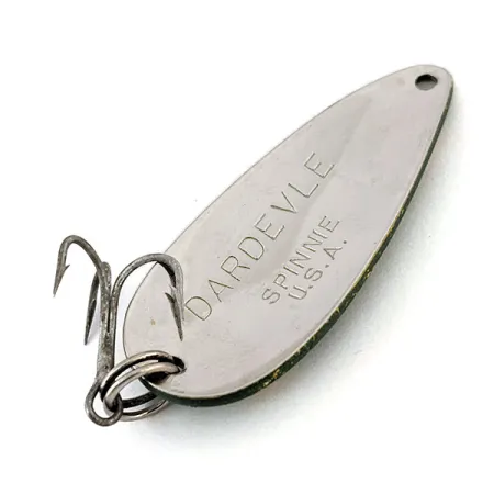 Vintage Eppinger Dardevle Spinnie, 1/3oz Frog / Nickel fishing spoon #14148