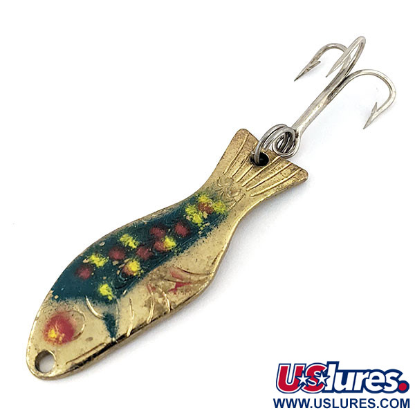 Vintage   Al's gold fish , 1/3oz Gold / Green fishing spoon #14153