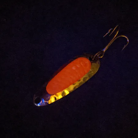 Vintage ​Nebco Pixee , 1/8oz Hammered Nickel / Pink fishing spoon #14161