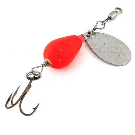 Vintage Luhr Jensen Cherry Bobber, 1/16oz Hammered Nickel / Red spinning lure #14165