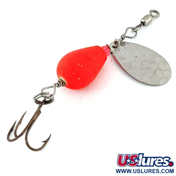 Vintage   Luhr Jensen Cherry Bobber, 1/16oz Hammered Nickel / Red spinning lure #14165