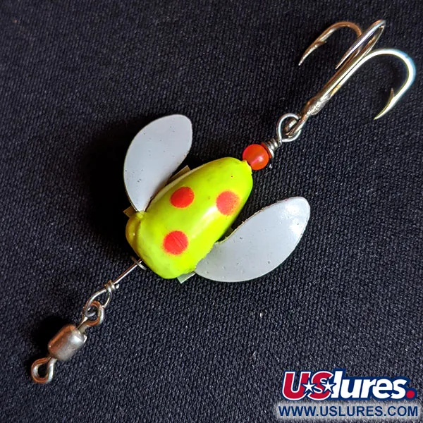 Vintage  Yakima Bait Spin-N-Glo, 3/64oz Chartreuse / Red / White spinning lure #14167