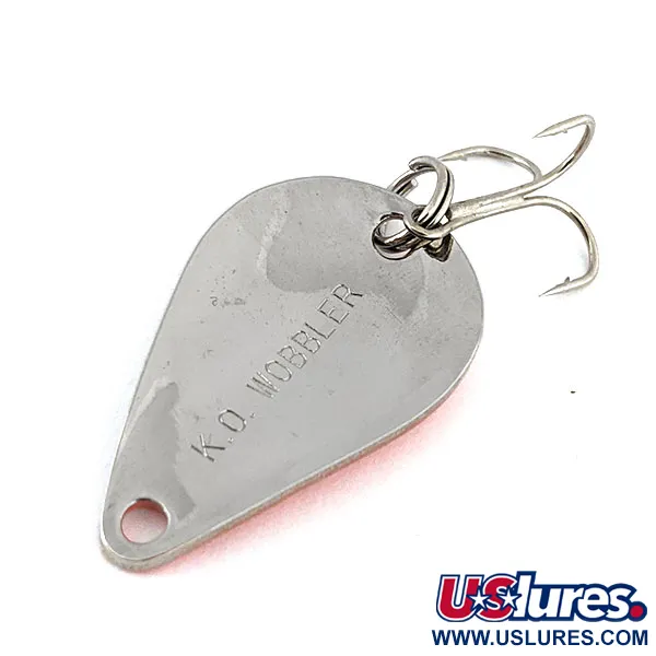 Vintage  Acme K.O. Wobbler , 1/4oz Nickel / Orange fishing spoon #14176