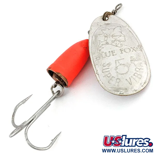 Vintage   Blue Fox Super Vibrax 5, 1/2oz Silver spinning lure #14197