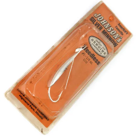 Vintage Weedless Johnson Silver Minnow (1970s), 1/4oz Silver (Silver Plated) fishing spoon #14204