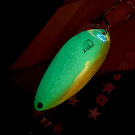 Eppinger Dardevle Devle Dog Glow, 1/2oz White / Chartreuse fishing spoon #14215