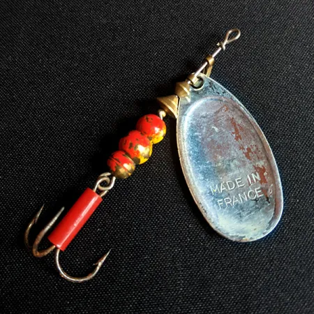 Vintage Mepps Aglia 4, 1/3oz Black / White / Silver spinning lure #14227