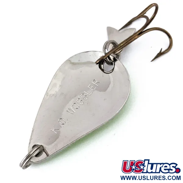 Vintage  Acme K.O. Wobbler , 1/4oz Nickel / Orange fishing spoon #16057