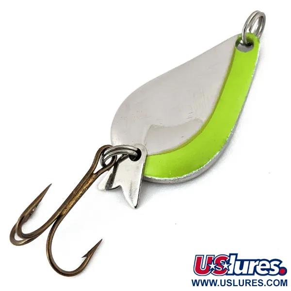 Vintage  Acme K.O. Wobbler , 1/4oz Nickel / Orange fishing spoon #16057