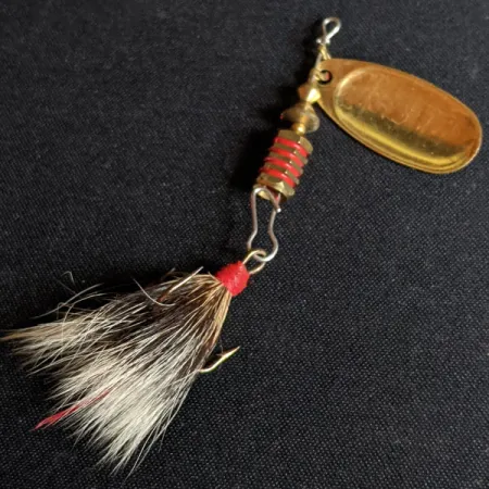 Vintage Mepps Comet 3 Dressed (squirrel tail), 1/4oz White / Black / Gold spinning lure #14250