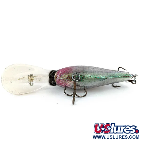 Vintage   Norman DD14, 3/5oz Silver / Green / covered with colorful Glitter fishing spoon #14287