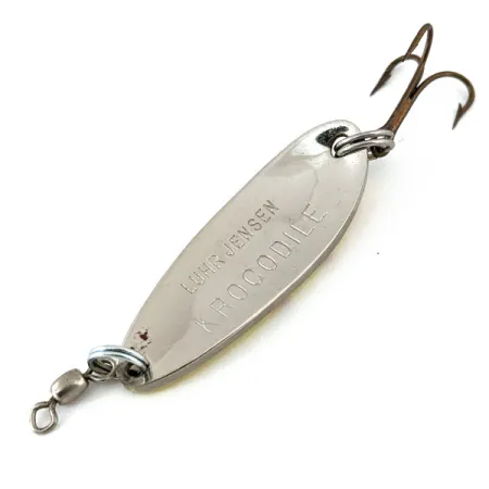 Vintage Luhr Jensen Krocodile, 1/3oz Yellow / Red / Nickel fishing spoon #14296