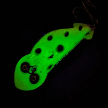Vintage ​Buck Perry spoonplug UV, 1/3oz Chartreuse UV Glow in UV light, Fluorescent fishing spoon #14300