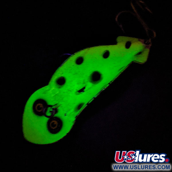 Vintage   ​Buck Perry spoonplug UV, 1/3oz Chartreuse UV Glow in UV light, Fluorescent fishing spoon #14300