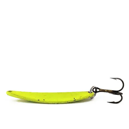 Vintage Bay de Noc Swedish pimple #6 UV, 1/2oz Chartreuse fishing spoon #14309