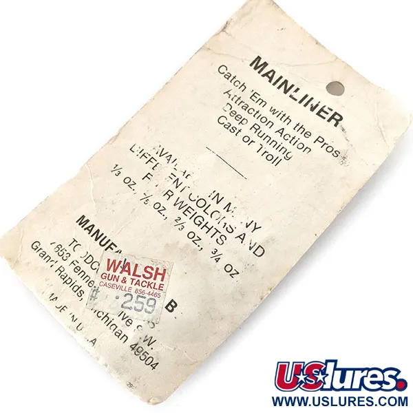 TODDCO Main Liner Glow, 3/4oz White / Yellow / Nickel fishing spoon #14310