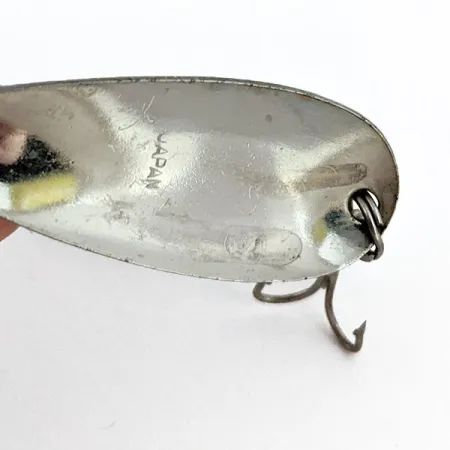 Vintage Moriyama, 1/4oz Green / Yellow / Nickel fishing spoon #14330