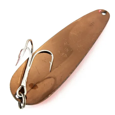 Vintage Worth Chippewa Steel Spoon, 3/5oz Pink / White / Copper fishing spoon #14332