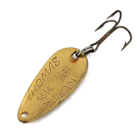 Vintage Thomas Cyclone, 1/8oz Gold fishing spoon #14340