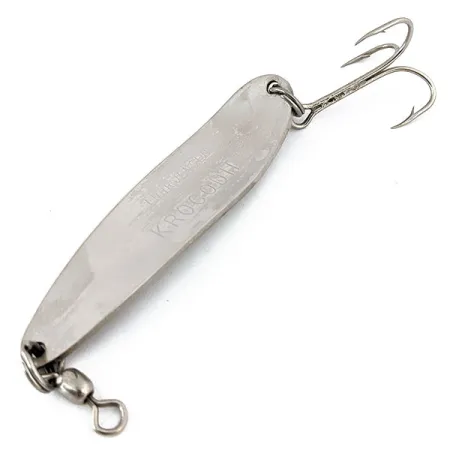 Vintage Luhr Jensen Krocodile #4, 1/2oz Hammered Nickel fishing spoon #14343