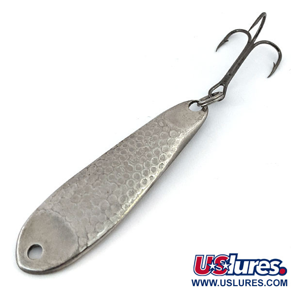 Vintage   Hopkins Shorty 75 Jig Lure, 3/4oz Hammered Nickel fishing spoon #14344