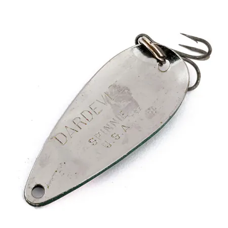 Vintage Eppinger Dardevle Spinnie , 1/3oz Green / White / Nickel fishing spoon #14348